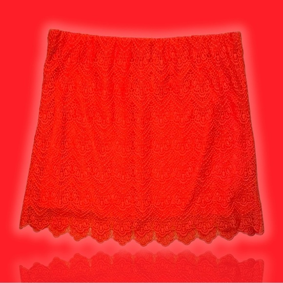 J. Crew Factory Women’s A-Line Crochet Lace Skirt in Bright Orange Size 14 - Picture 1 of 5
